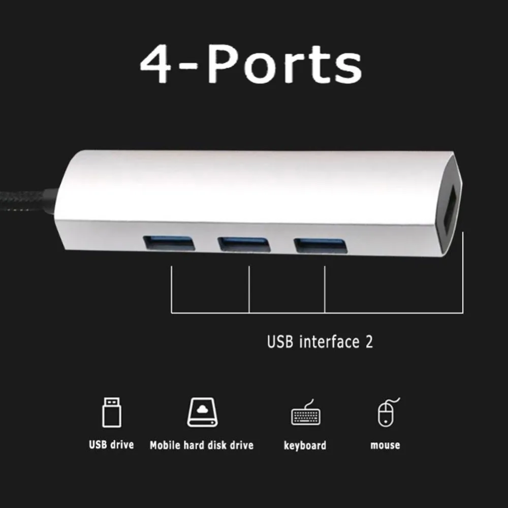 4 порта алюминиевый usb-концентратор USB 3,0/type C сплиттер USB-C адаптер для Macbook Pro Air Surface pro 6 huawei matebook Hub высокая скорость