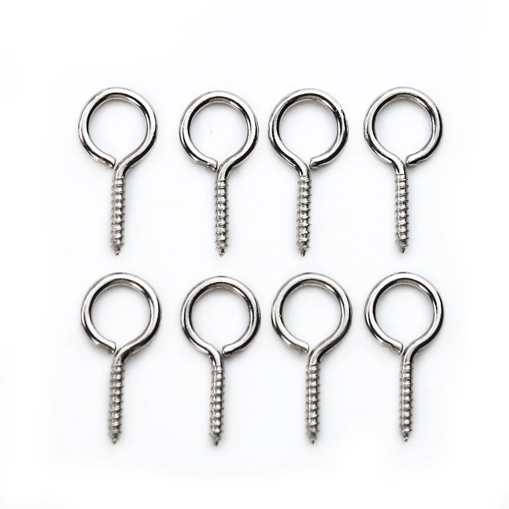Small Screw Hooks 100-Piece Mini Screw Eye Pins 8mm 10mm