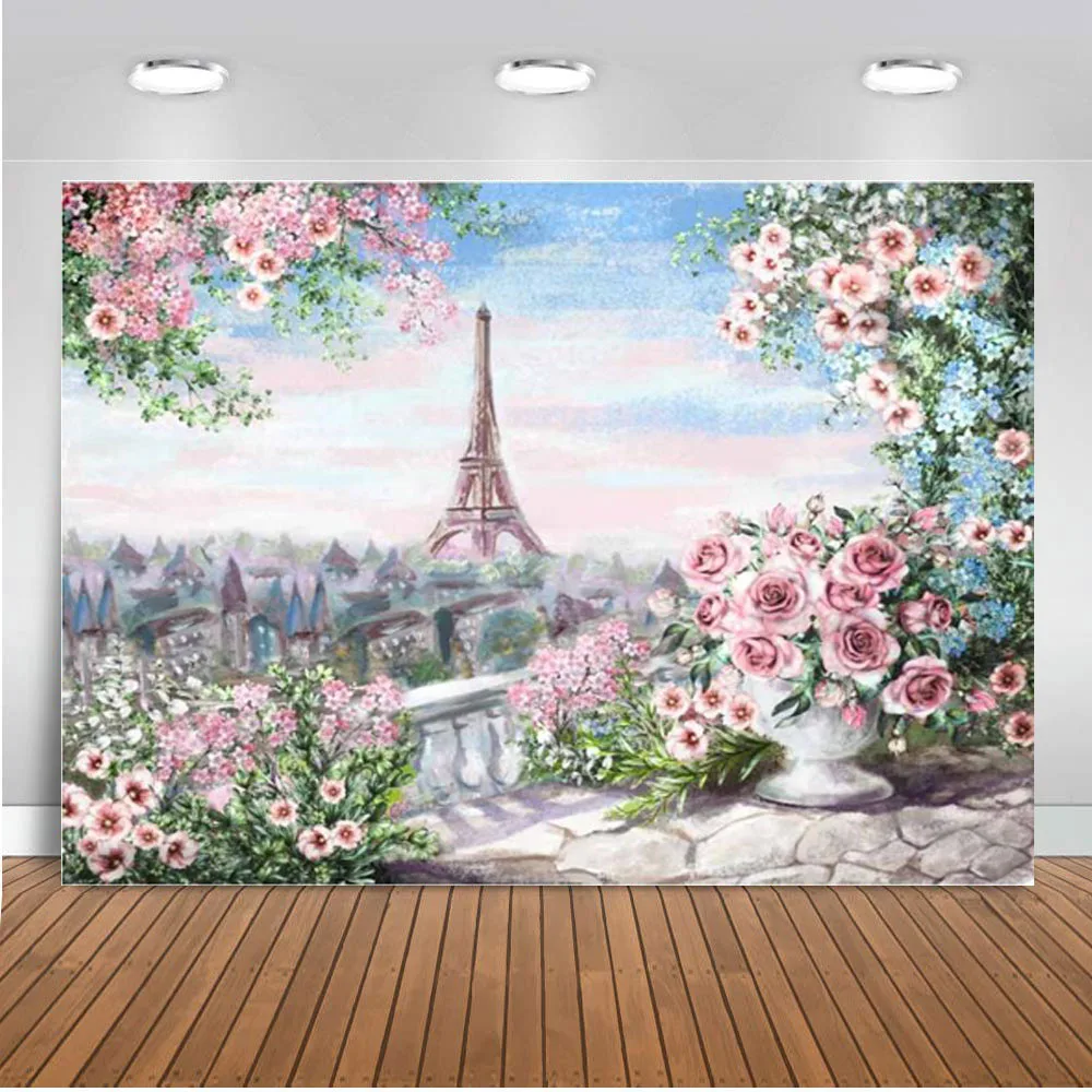 Виниловый фон для фотосъемки новорожденных детский с цветочным рисунком