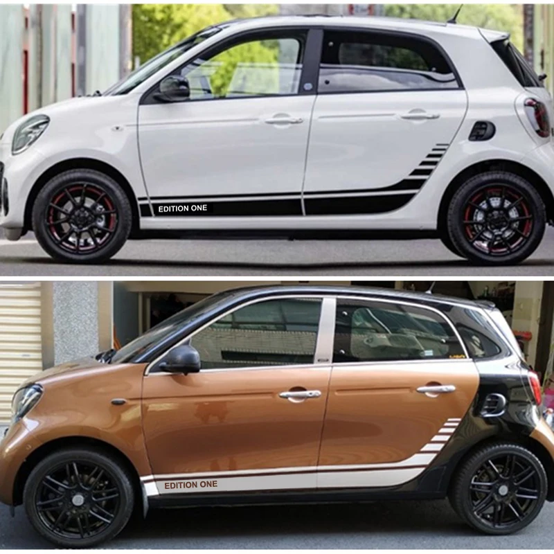 2pcs Car Styling For Smart 451 453 Fortwo Forfour Sport Racing Custom  Stickers Door Side Body Skirt Decor Stickers Vinyl Decals - Car Stickers -  AliExpress