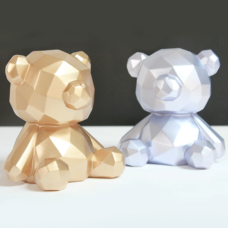 Piggy Bank Children's Cute Piggy Bank Decoration Birthday Gift Geometric Bear Nordic Creative Simple Can Deposit and Take Large- 2