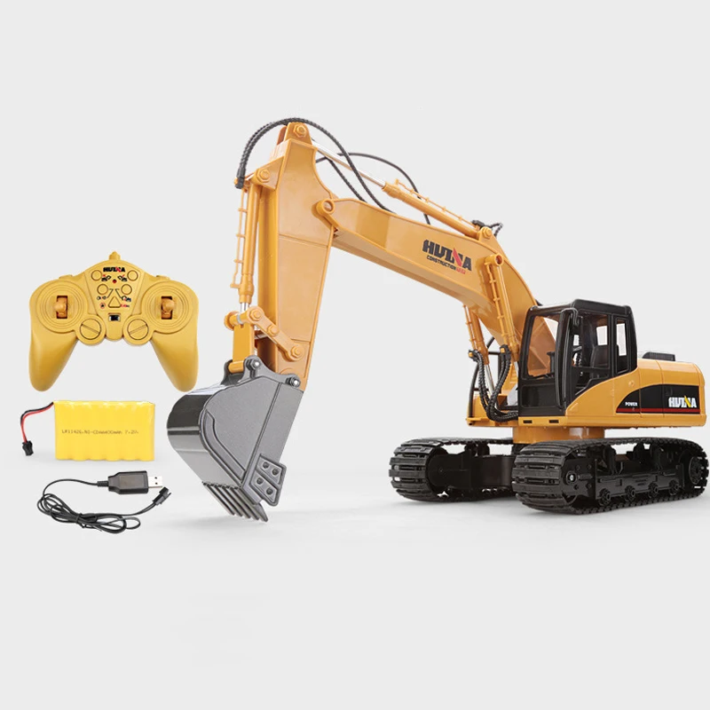 US Stock HUINA 1/14 RC Excavator 550 2.4G Remote Control Toy Model Battery Sound Light TH18047-SMT5