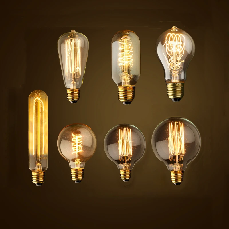 

Vintage Edison Light Bulb E27 220v 40w Retro Edison Lamp ST64 T45 T100 T185 G80 G95 A19 Filament Incandescent Bulb Light
