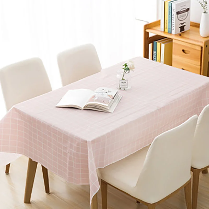 Nordic Fresh Lattice Print PEVA Tablecloth Waterproof Oil Proof Anti Scalding Household Wedding Birthday Party Table Cloth