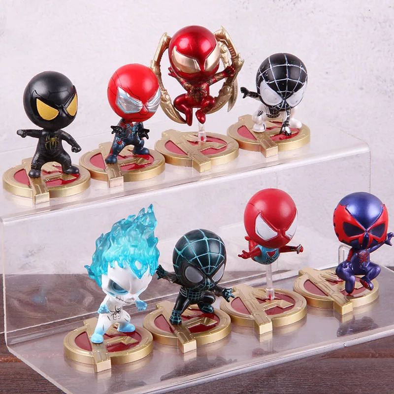 С принтами "Marvel", "Мстители", косплей детские костюм Человека-паука, костюм железного Человек-паук человек», «Человек-паук», «фигурку Кукла Мини Коллекционная модель игрушки 8 шт./компл