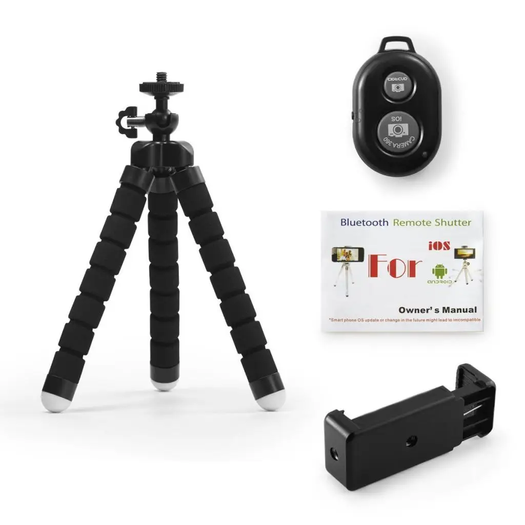 Flexible Sponge Octopus Mini Tripod With Bluetooth Remote Shutter For iPhone Mini Camera Tripod Phone Holder Clip Stand