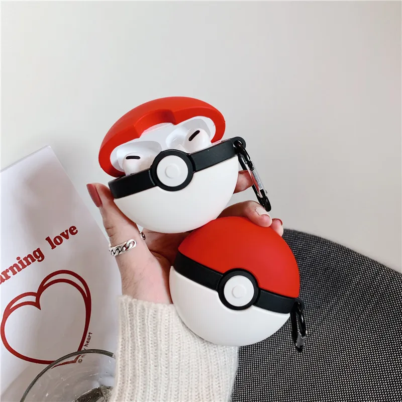 Милый чехол с 3D рисунком pokebball для AirPods 3, зарядный силиконовый наушник, гарнитура, аксессуары для AirPods, защитный чехол