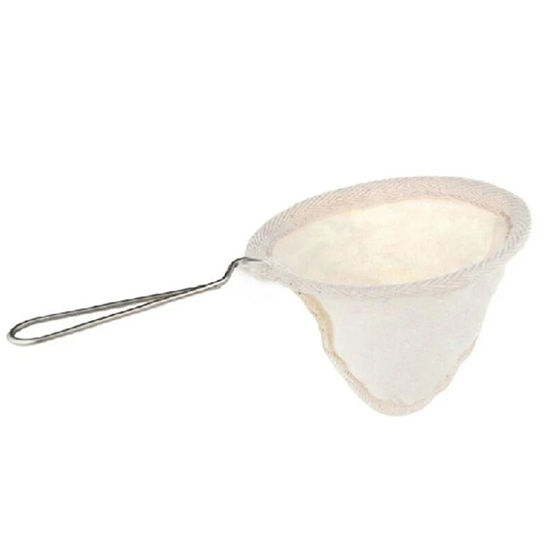 Reusable Coffee Filter Bag Creative Stainless Steel Handle Flannel Cloth Strainer Dropping Pot Mesh Basket Tools