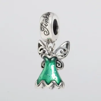 

Original 925 Sterling Silver Flower Fairy Butterfly Elf Princess Dress Enamel Pendant Charms Fit Pandora Bracelet DIY Jewelry