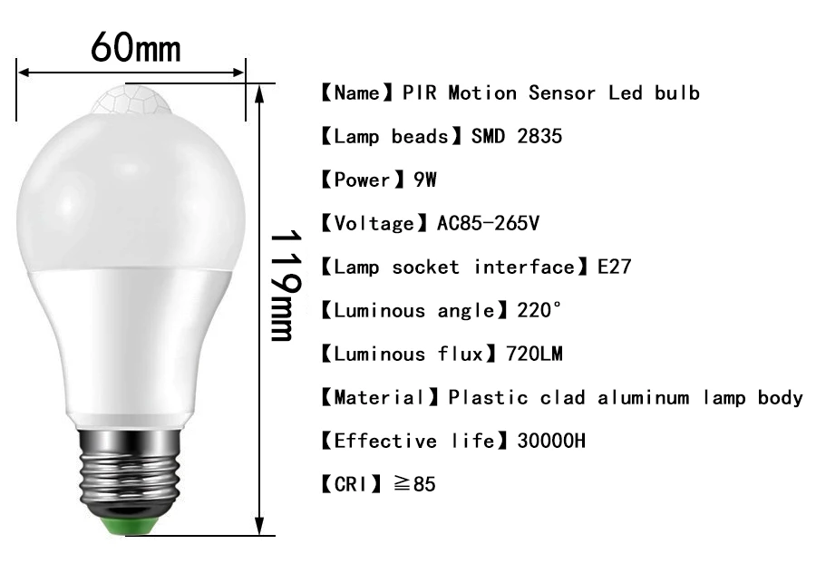 Светодиодный лампочки с движения Сенсор E27 10 W Smart лампочка 110 V 220 V ПИР светодиодный Bombillas для домашнего коридор прохода Лестницы балкон