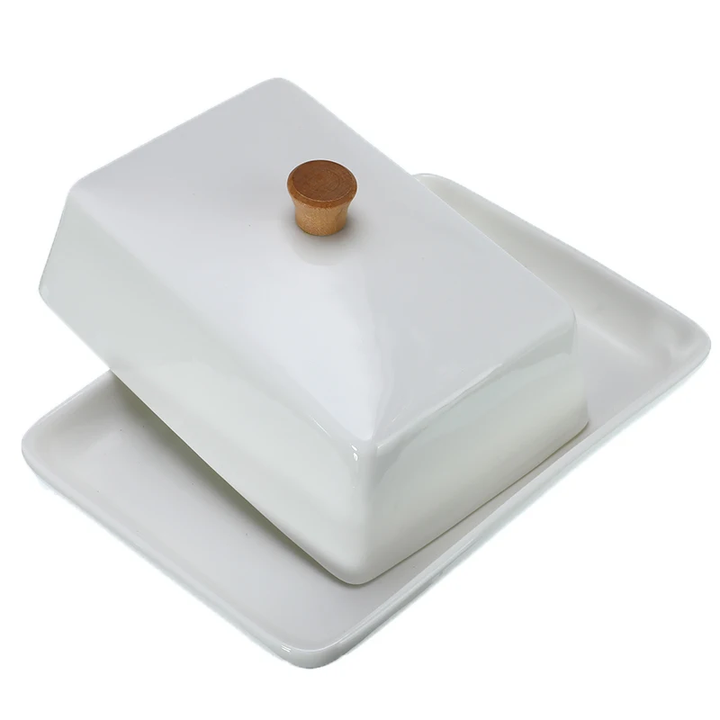 6Inch White Sushi Dish Fruit Cheese Plates Ceramic Butter Dish Compote Cuisine Exquisite Cover Storage Box Container Holder