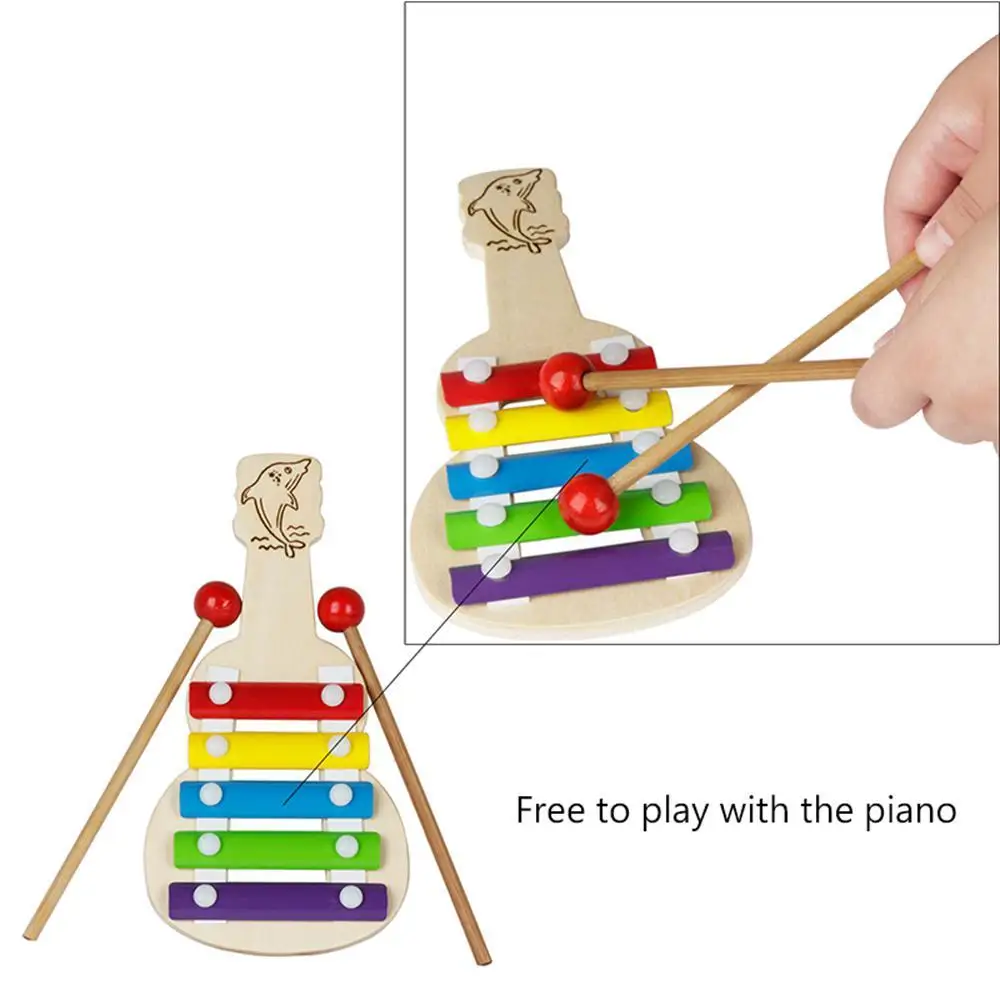 Melissa& Doug гусеница ксилофон, деревянная гитара Стиль радужного цвета Музыкальные инструменты детские развивающие игрушки подарки