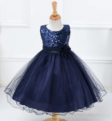 Dark blue BH-L067# белый и темно-синий; 10 цветов; костюм маленькой подружки невесты; газовые платья с блестками для девочек; детская одежда; короткая - Цвет: Dark blue
