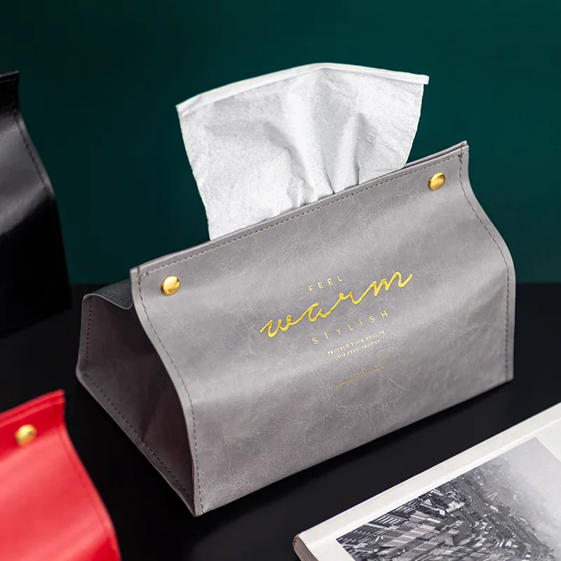 Creative Leather Tissue Storage Box Container Case Foldable Home Kitchen Bedroom Car Desktop Napkin Paper Holder Organizer 4