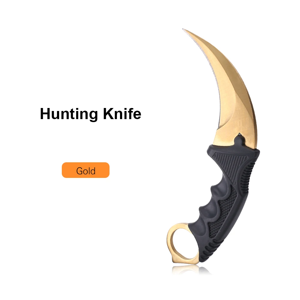 Gold Hunting Knife Нож с оболочкой для охоты, инструменты для выживания, нож для кемпинга, гаджет для выживания, походный карманный складной нож для ключей, инструмент для выживания на открытом воздухе, ручной инструмент - Цвет: Gold Hunting Knife