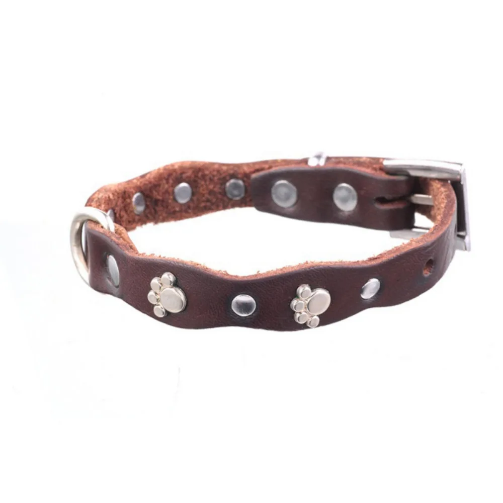 Собачьи принадлежности для собак кожаный дышащий ошейник серебряный с узором для ног для маленьких собак