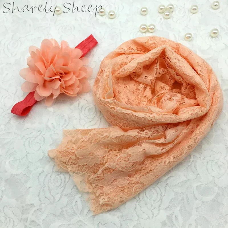 Baby Girl Photo Shoot Headband+Wraps Set Newborn Photography Props Stretch Lace Wrap fotografia Accessoires Baby Shooting Props