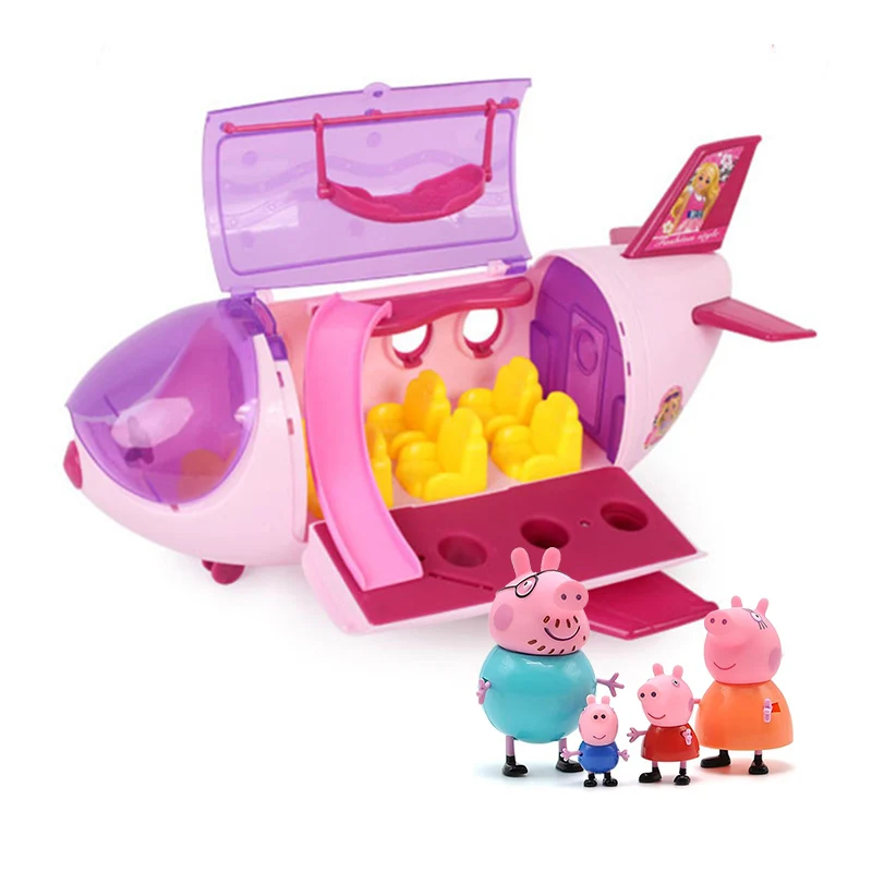 Свинка Пеппа роскошный дом Джордж семья свинка ПВХ фигурки ребенка день рождения Рождественский подарок ролевые игры набор игрушка для детей - Цвет: Plane