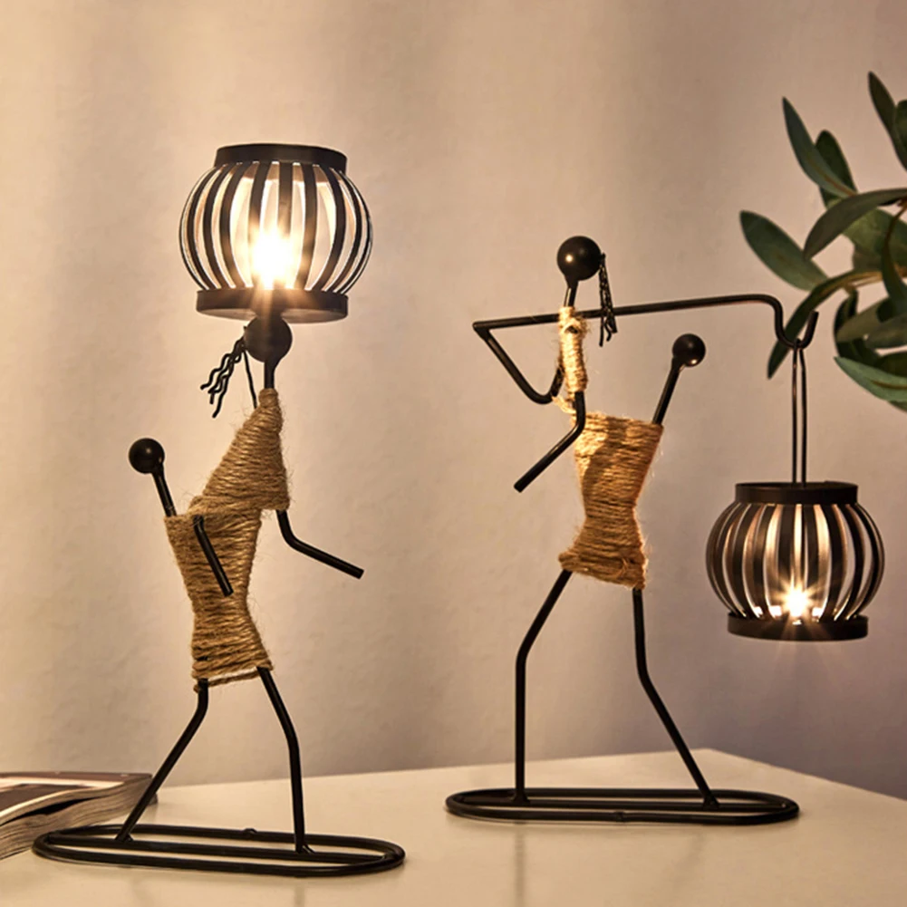 Nordic Metal Candlestick Abstract Character Sculpture Candle Holder Decor Handmade Figurines Home Christmas Decoration Art Gift candle holders