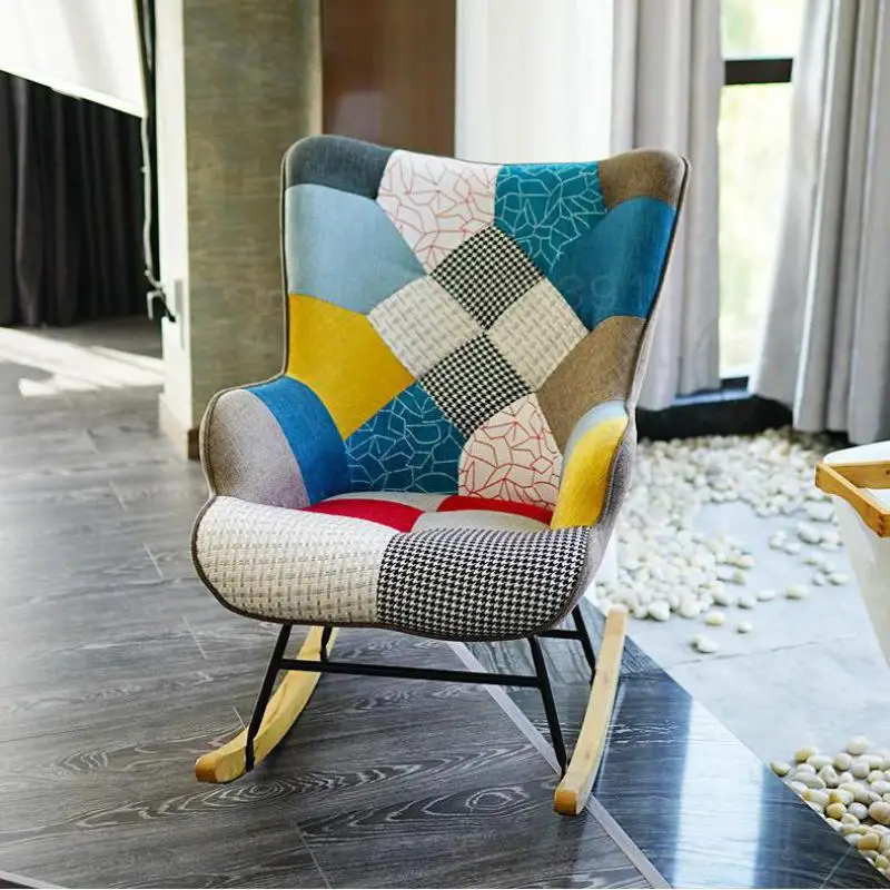  Nordic Art Stitching Recreational Rocking Chair Sofa Adult Nap Household Balcony Lazy Lift Easy |