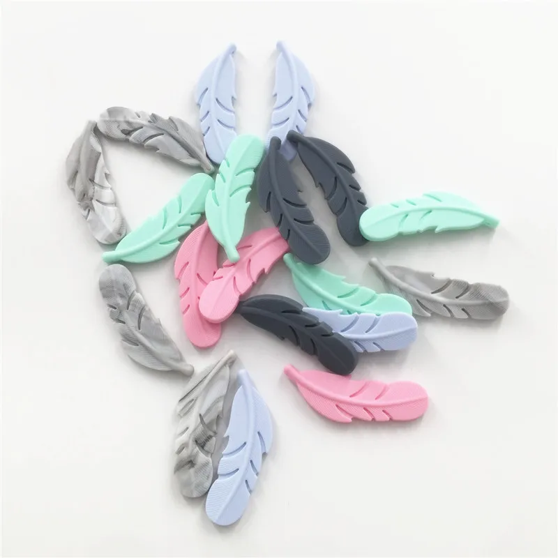 

Chenkai 50pcs Silicone Feather Teether Beads DIY Baby Pacifier Dummy Chewing Sensory Jewelry Making Montessori Toy Accessories