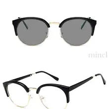 Новые Ретро половинки металлические ультра легкие женские круглые солнцезащитные фотохромные брендовые дизайнерские Новые оптические очки для близорукости рамка NX