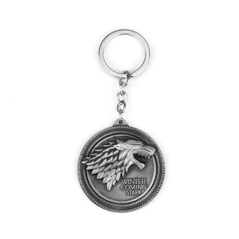 

copslay Game of Thrones Badge Key chain House Stark Song of Ice and Fire Key Rings Holder Souvenir Chaveiro anime brooch