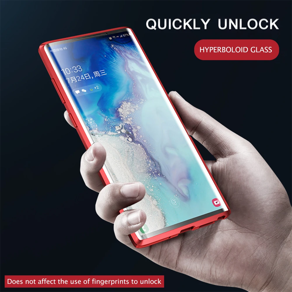 Магнитный адсорбционный металлический чехол для телефона samsung Galaxy S10 S9 Plus Note 10 9 Note10 pro двусторонний стеклянный Магнитный чехол s