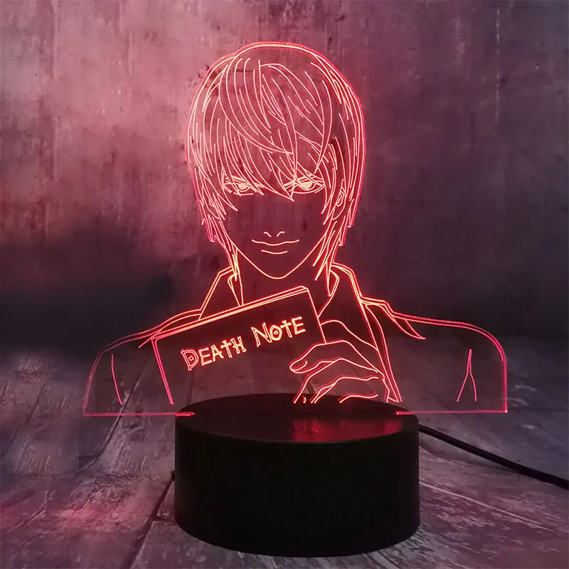 Death Note Yagami 3D ночник светодиодный 7 цветов Изменение сенсорной кнопки настольная лампа USB Освещение сна Декор для спальни подарки для детей Прямая поставка