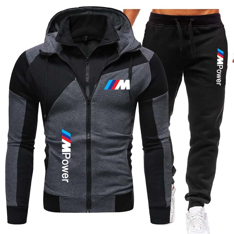 M Ropa deportiva de 2 piezas para hombre, Sudadera con capucha y pantalones, chándal con cremallera, SuitS 3XL correr|Conjuntos para hombres| - AliExpress