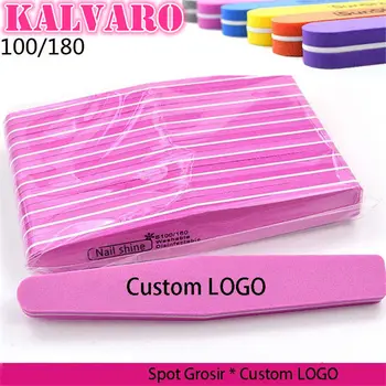 

100PC Acrylic Nail File Strong Sandpaper Nail Buffer Block For Manicure Lime ongle 100/180 Washable Boat Files Tools+Custom Logo