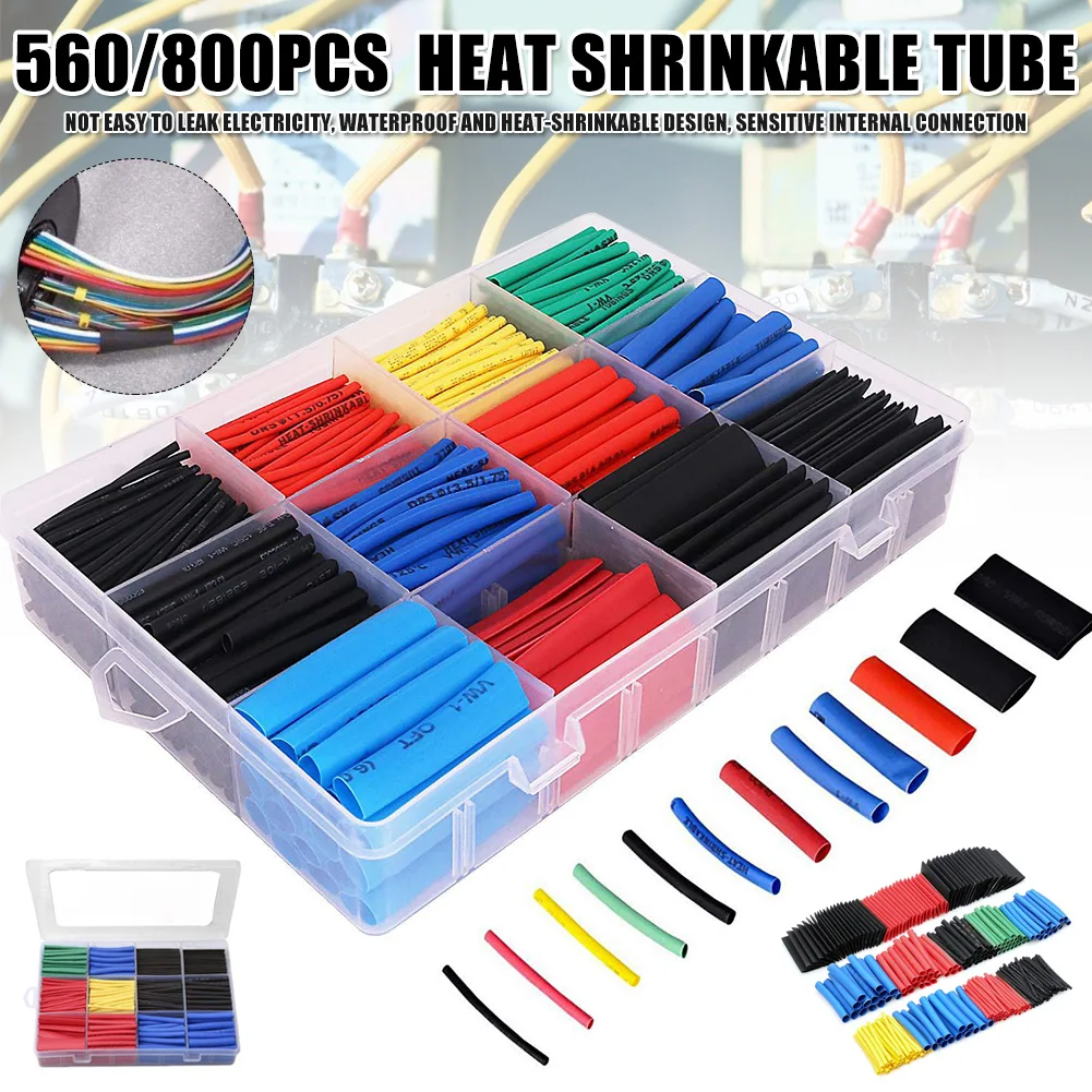 Heat Shrink Tubing 560 Pc Electric Insulation Tube Heat Shrink Wrap Cable Sleeve 