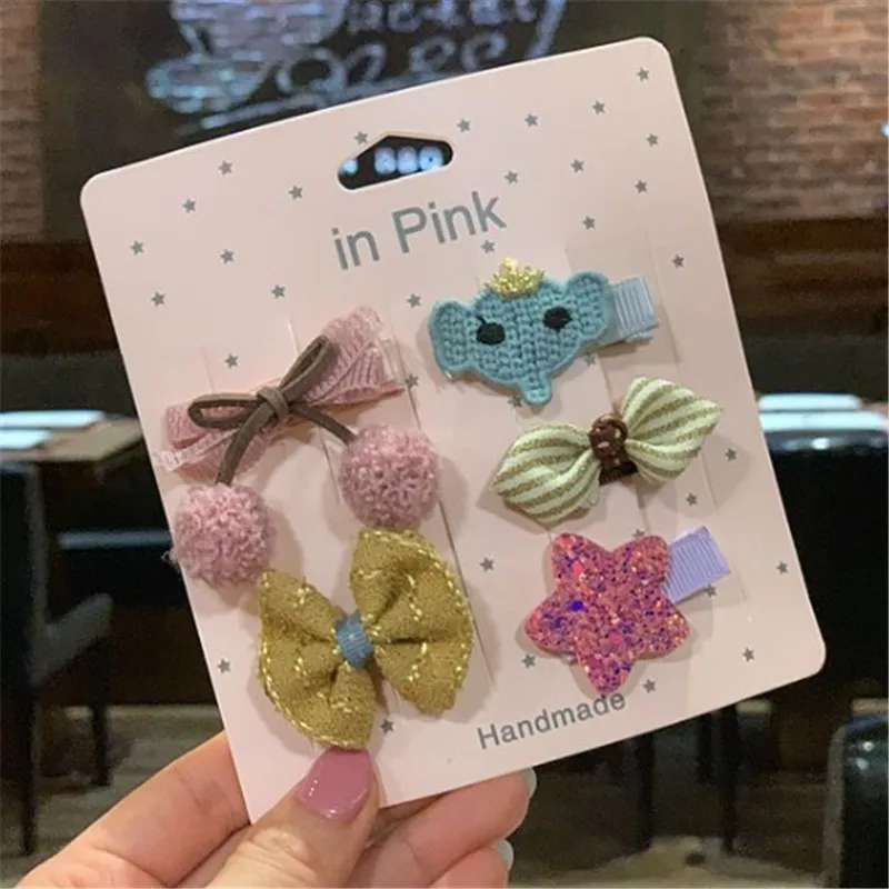set 20 5 компл./лот = 25 шт. милые зимние Рождественский набор зажим для волос в виде короны звезды бант заколка для волос для маленьких девочек повязка на голову волосы сбоку заколки для волос аксессуары для волос - Цвет: set 20