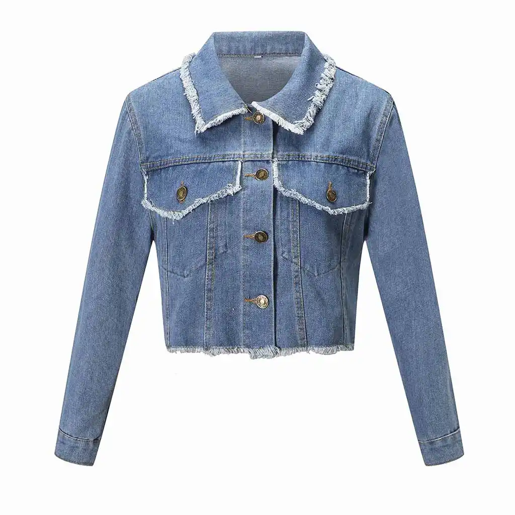 women's half jean jacket