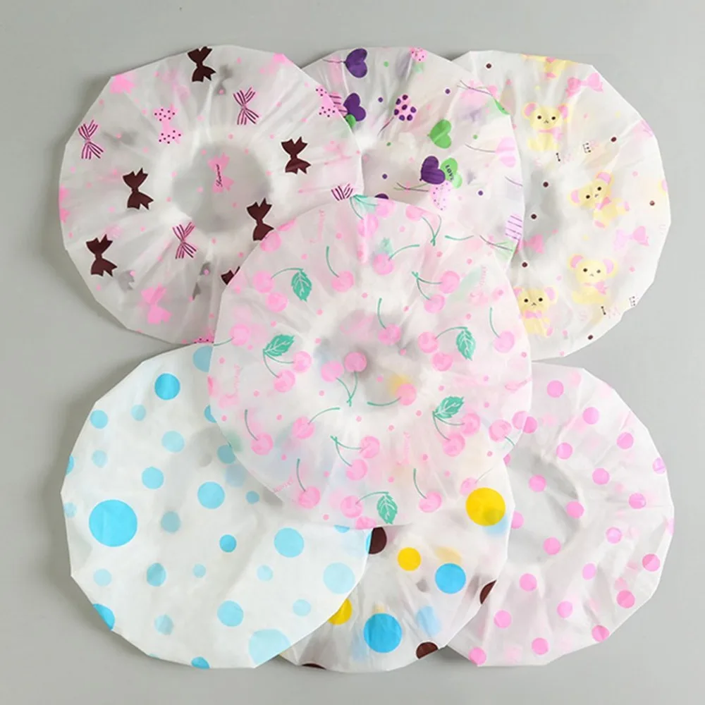 

1PC Waterproof Shower Cap Thicken Lovely Bath Hat Solid Color One-Off Elastic Bathing Cap Bathroom Accessories for Women