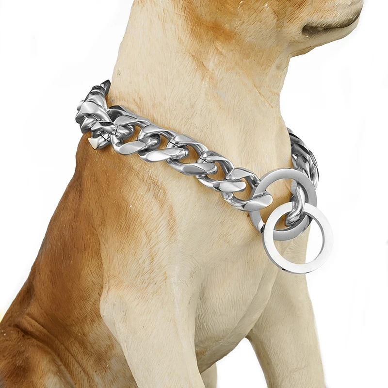 Never Fade Stainless Steel Slip Dog Collar Metal Dogs Training Choke Chain Collars For Large Dogs Pitbull French Bulldog 10-19mm