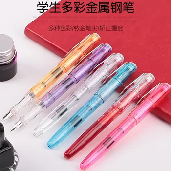 

Transparent Fountain Pen F/EFmm High Quality Ink Absorption Type Calligraphy Pen Metal Nib School Stationery Office Supplie