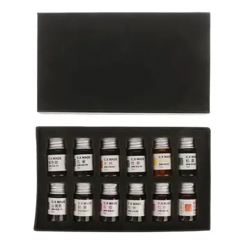 

Gold Powder Colored Bottled Glass Dip Pen Ink Set Fountain Writing Signature Box Gift 7ML 12pcs