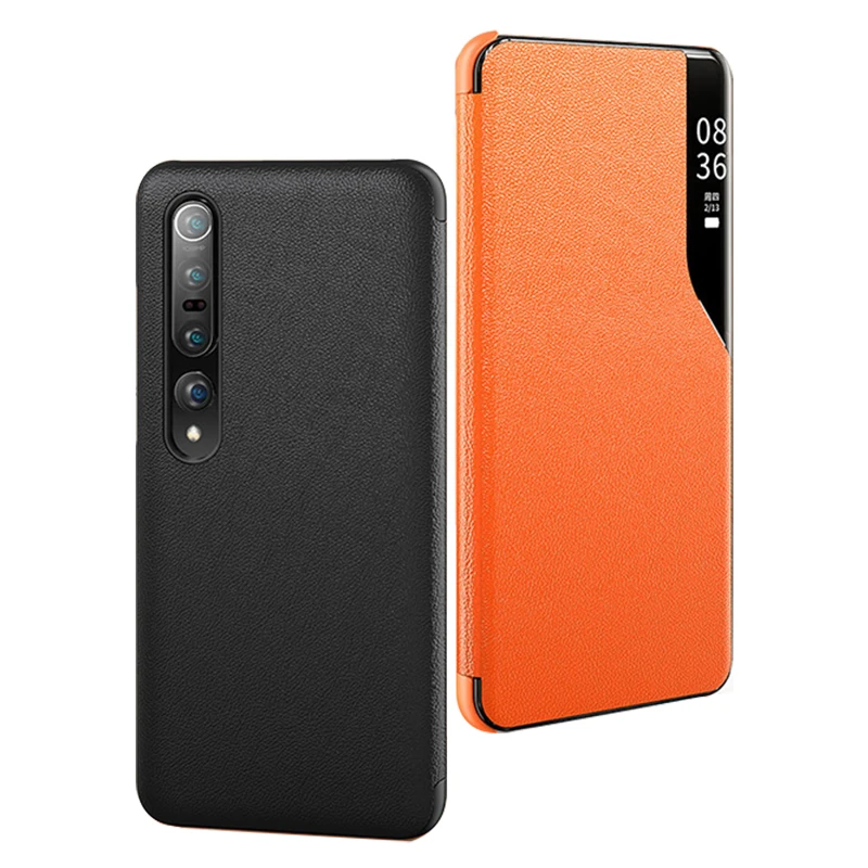 Luxury Leather Smart View Flip Case For Xiaomi Mi 10 Pro Mi10 10pro Mi10pro 5G Global Verison Xiomi Xaomi Magnetic Phone Cover phone card case