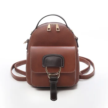 

Women Mini Backpack Vintage Leather Soft Multi-Function Female Small Backpack Bucket Brand Designer Street Backpack Shoulder Bag