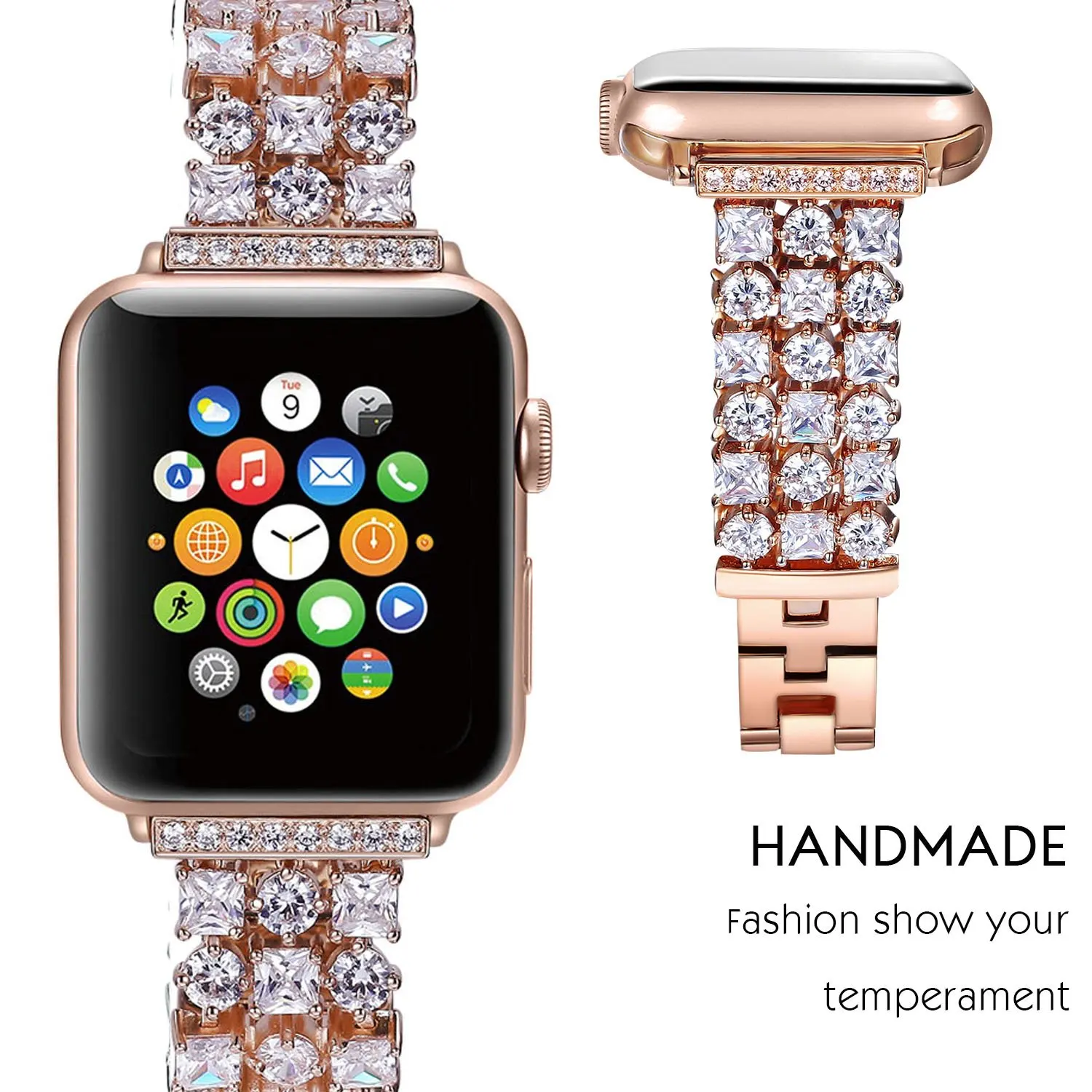 Роскошный Бриллиантовый ремешок для apple watch series 5 4 40 мм 44 мм браслет женский браслет из нержавеющей стали для iWatch series 3 2 1 42 мм 38 мм