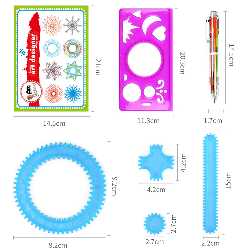 Развивающие канцелярские игрушки, детская живопись, Геометрическая линейка спирографа, креативный набор для студентов, рисование, обучающий художественный инструмент