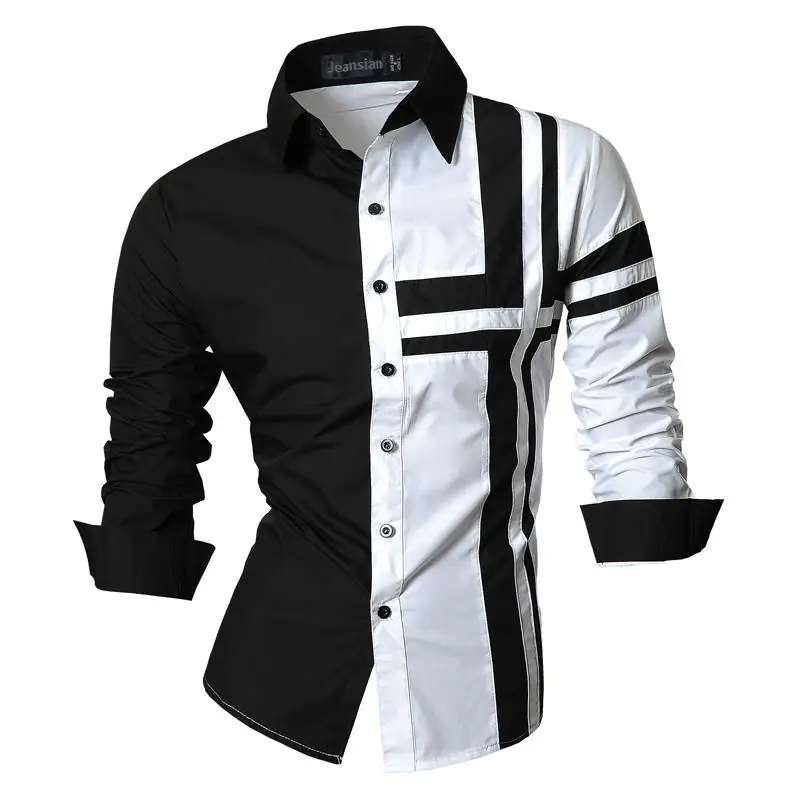 Jeansian Men's Dress Shirts Casual Stylish Long Sleeve Designer Button Down Slim Fit Z014 White Jeansian Men's Dress Shirts Casual Stylish Long Sleeve Designer Button Down Slim Fit Z014 White