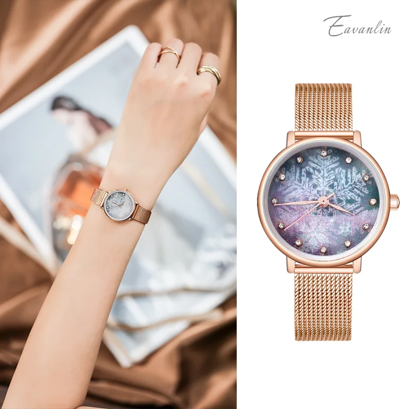 

Luxury Women's Watches Snowflakes Rose Gold Sport Watch Ladies Diamond Stainless Steel Xfcs Analog Female Quartz Wristwatch