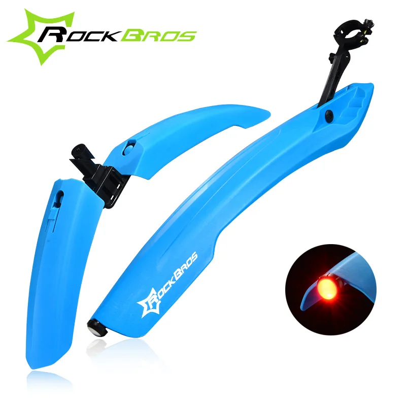 ROCKBROS, горный велосипедный брызговик MTB Велосипедное защитное крыло с задняя фара светодиодная дорожный велосипед велосипедный щиток аксессуары для велоспорта на открытом воздухе - Цвет: Blue With LED