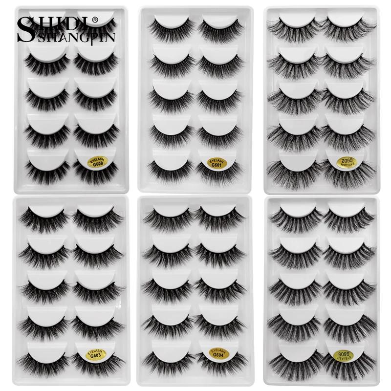 

5 Pairs 3D Mink Hair False Eyelashes Natural/Thick Long Eye Lashes Wispy Makeup Beauty Extension Tools Makeup Eyelashes Volume