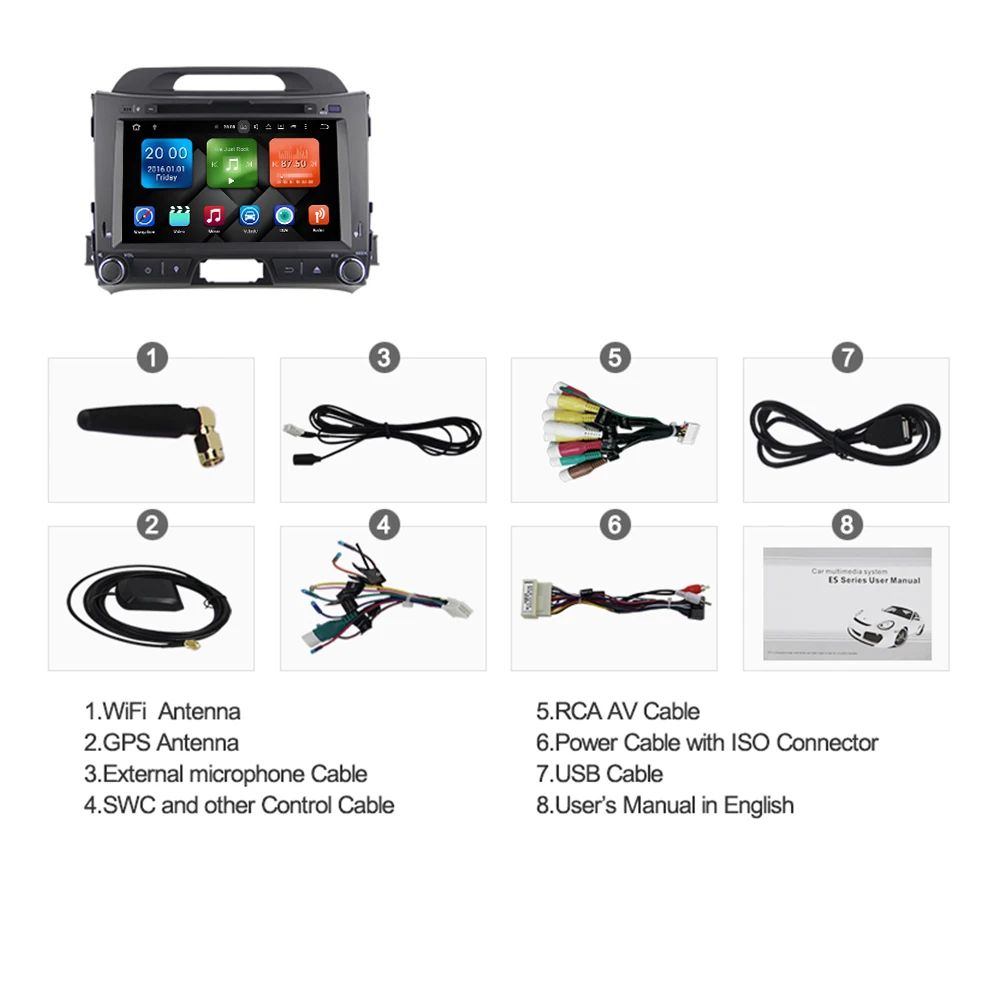Eunavi 2din Android 9,0 автомобильный dvd для KIA sportage 2011 2012 2013 головное устройство gps навигация 2 din Автомобильный мультимедийный плеер, 4 ГБ, 64 ГБ