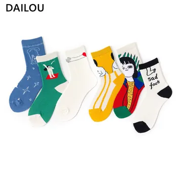 

Cute Cartoon Happy Socks Women Korean Ins College Style Trend In Tube Socks Original Art Girl Funny Cotton Socks Birthday Gifts