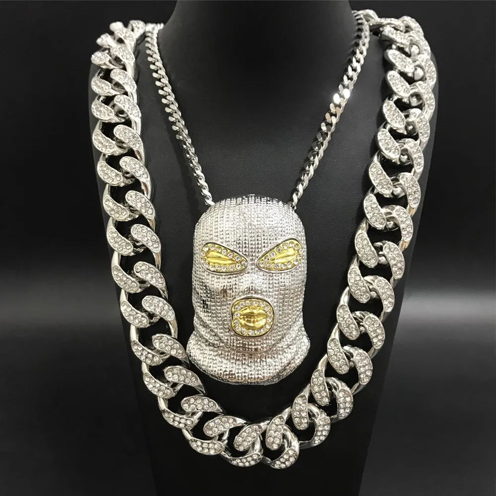 Hip Hop Men Gold Silver Color Ice Out 