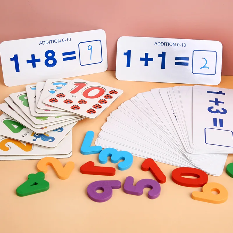 Montessori Math Toy Children Mathematics Early Educational Counting Wooden Sticker Kids Number Cognition Toys Baby Birthday Gift